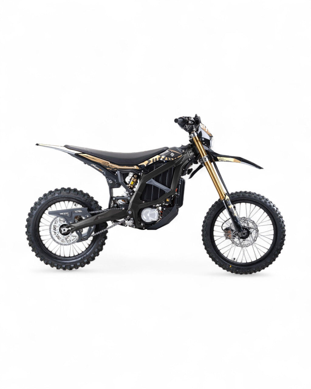 2025 Surron Ultra Bee HP – black and gold studio side profile